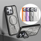 For iPhone 16ProMax 16 15 14 13 12 11 Strong Magnetic Phone Case, Glass Camera Kickstand Protection, Glitter Clear Acrylic Four Corner Shockproof Bumper Hand Feel Hard Full Cover