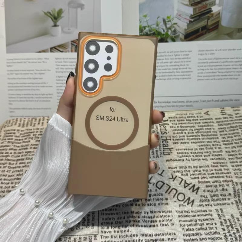 Matte Clear Fission Magnetic Two-tone Slim PC Phone Case For Samsung S25Ultra S25 S24 S23 S22 Transparent Skin Feel Bumper Shockproof Hard Full Cover