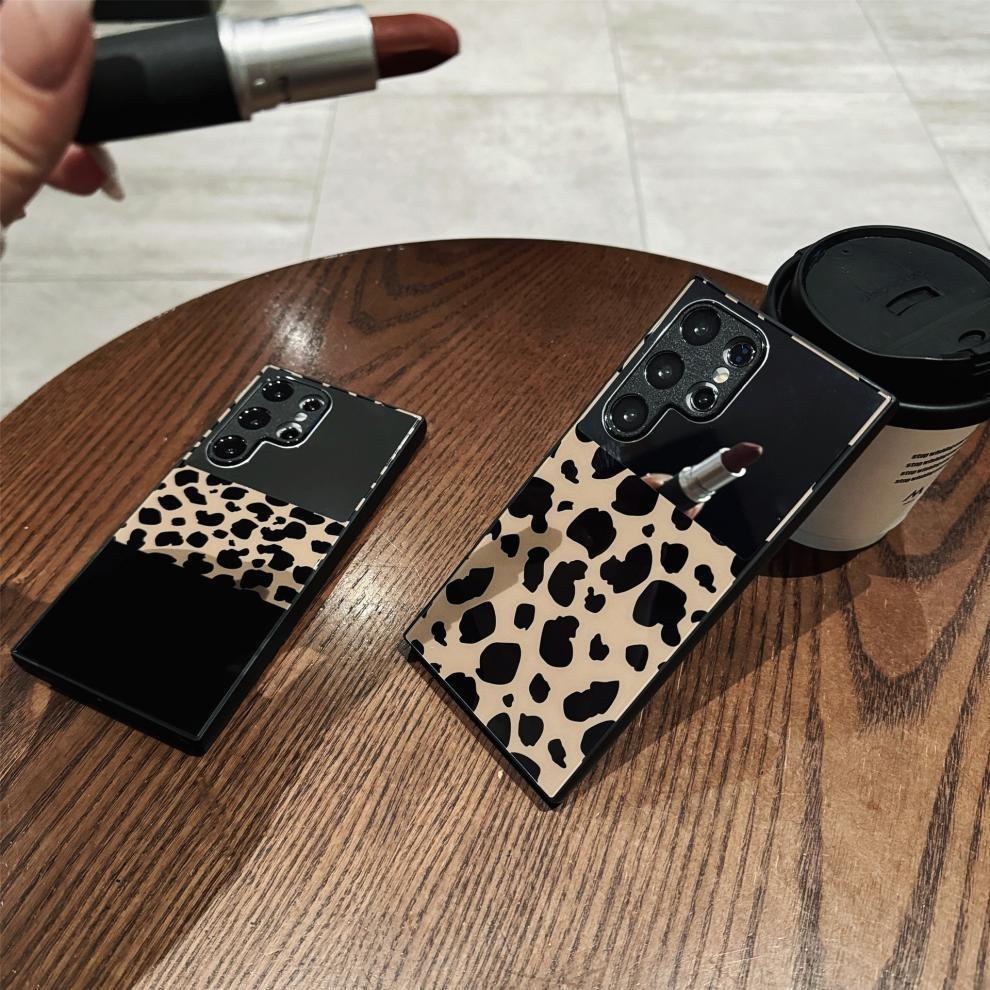 For Samsung S25Ultra S25 S24 S23 S22 S21 Phone Case, Luxury Glitter Mirror Leopard Pattern Plating Acrylic, Camera Protection Hard Full Cover