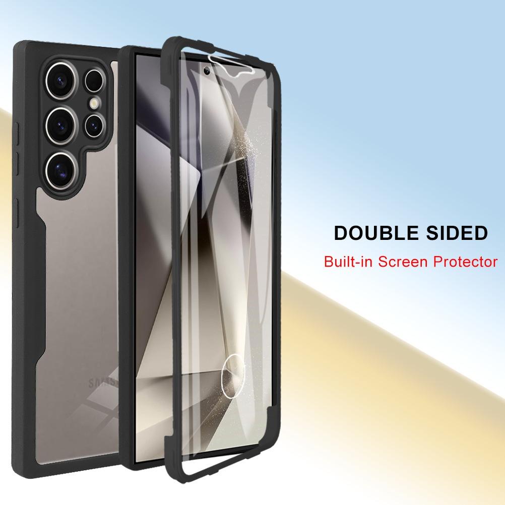 For Samsung S25Ultra S25 S24 S23 S22 S21FE A16 A26 A36 A56 Phone Case, Double Side 360 Full Protection, HD PET Screen Protector Acrylic Shockproof Hand Feel Hard Full Cover