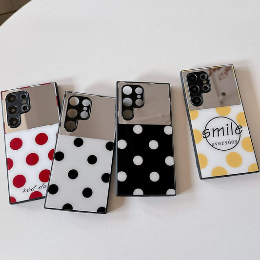 For Samsung S25Ultra S25 S24 S23 S22 S21 Phone Case, Luxury Glitter Mirror Wave Point Smile Plating Acrylic, Camera Protection Hard Full Cover