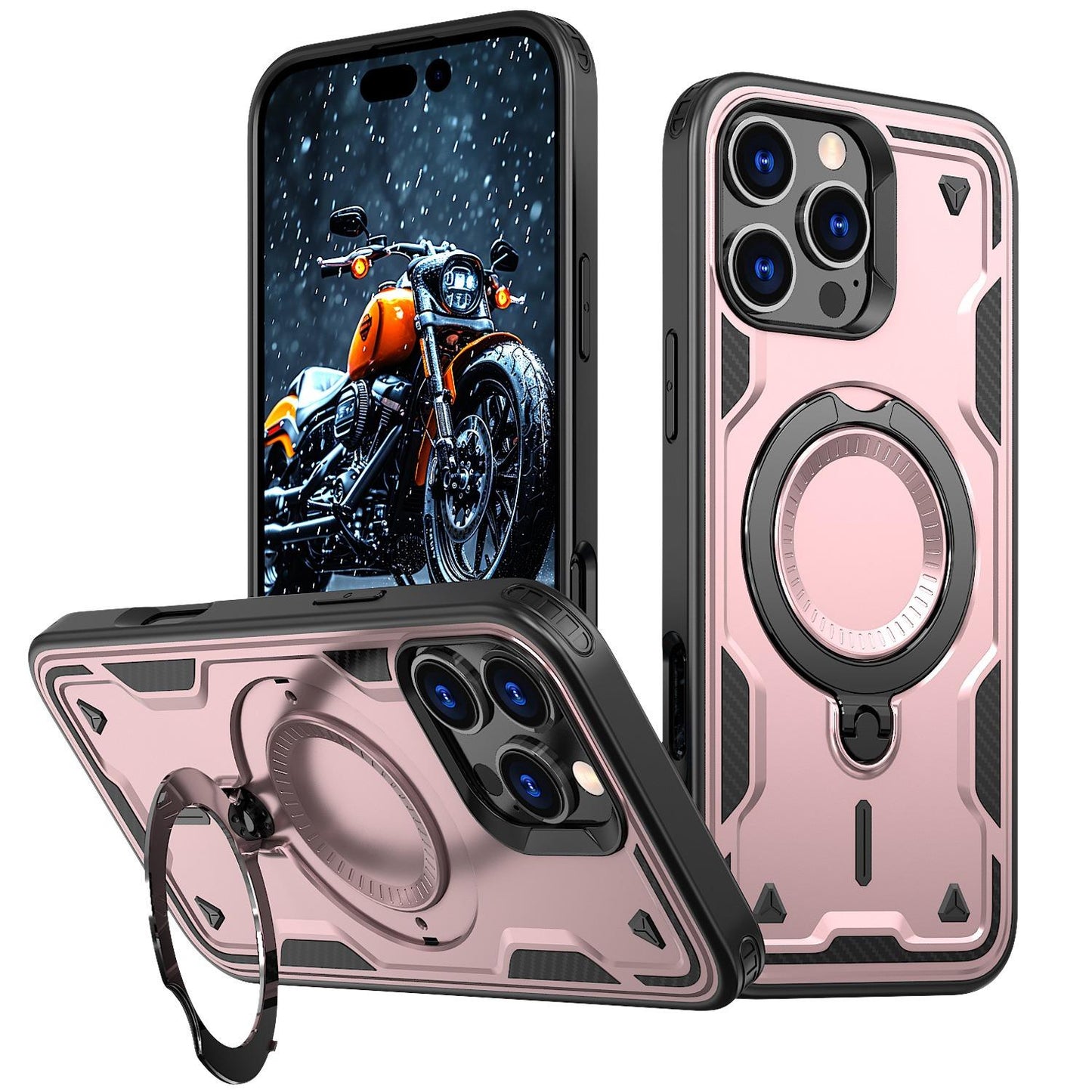 Anti-Dust Matte Anti-Fall Heavy Duty Protection Shockproof Strong Magnetic Phone Case With Rotating Metal Kickstand for iPhone 16ProMax 16 15 14 13 12 11 XR Bumper Hard Full Cover