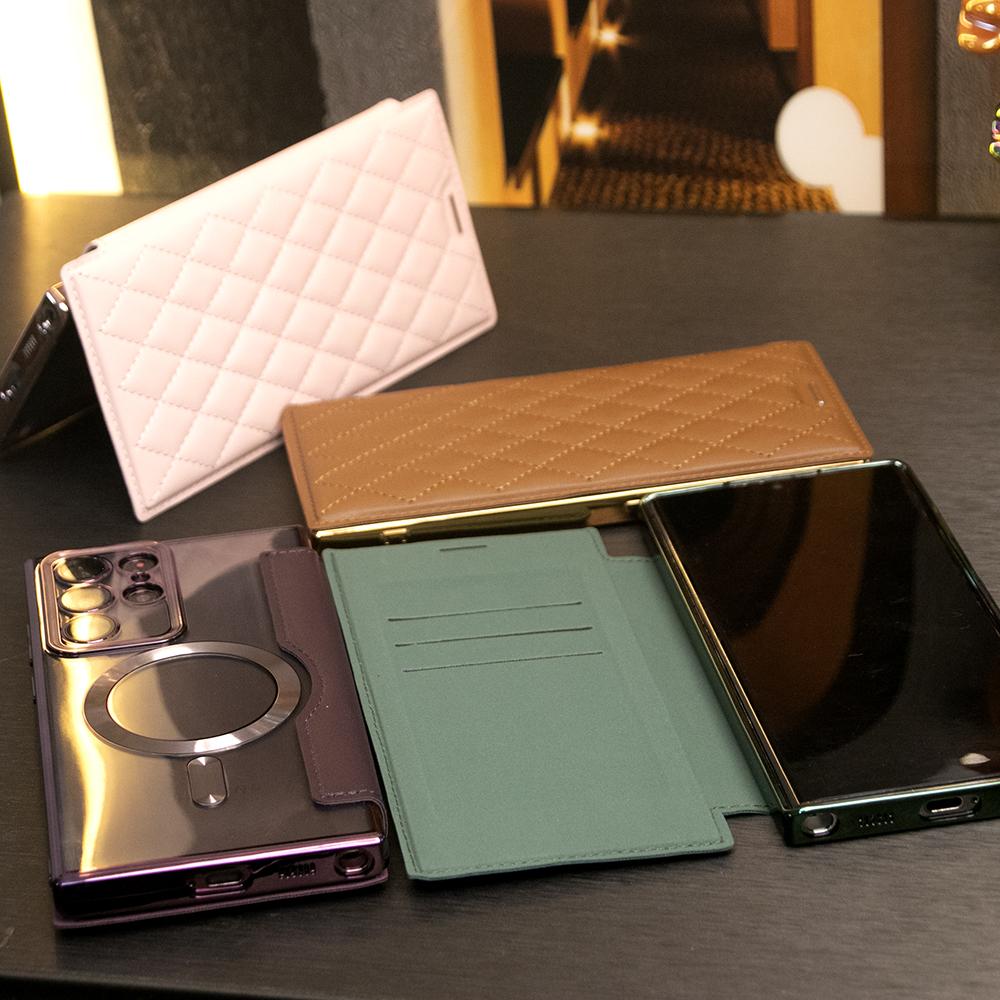 Strong Magnetic Suction Flip Leather Phone Case For Samsung S25Ultra S25 S24 S23 S22 Ultra Plus A15 A16 A35 A55 A05 Case High Leather Card Slot Equipped With Lens Protector Case