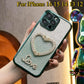 Glitter Transparent Gradient Diamond Love Heart Holder Plating Phone Case For iPhone 16 15 14 13 12 Pro Max Clear Soft TPU Back Cover