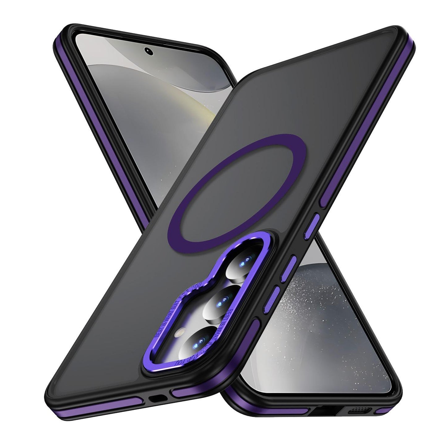 Two-tone Matte Transparent Anti-Dust Anti-Fall Bumper Shockproof Strong Magnetic Phone Case for Samsung S25Ultra S24 S23FE S23 A14 A15 A25 A35 A54 Bumper Hard Cover