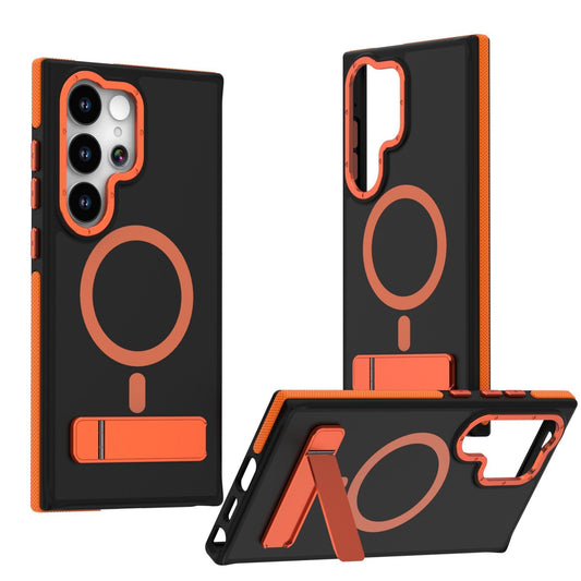 For Samsung S25Ultra S25+ S25 S24 S23 Phone Case With Line Bracket, Metal Camera Protection, Elegant Kickstand Matte Strong Magnetic Case Camera Shockproof Bumper Hard Cover
