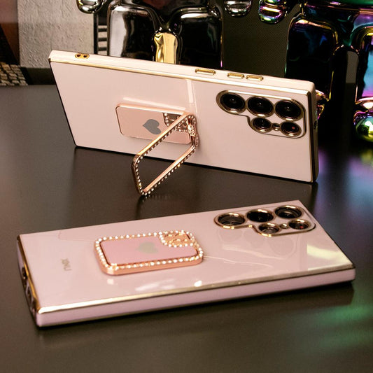 Plating Mini Phone Popstand Phone Case For Samsung S25 S25Plus S25Ultra S24 S24Plus S24Ultra