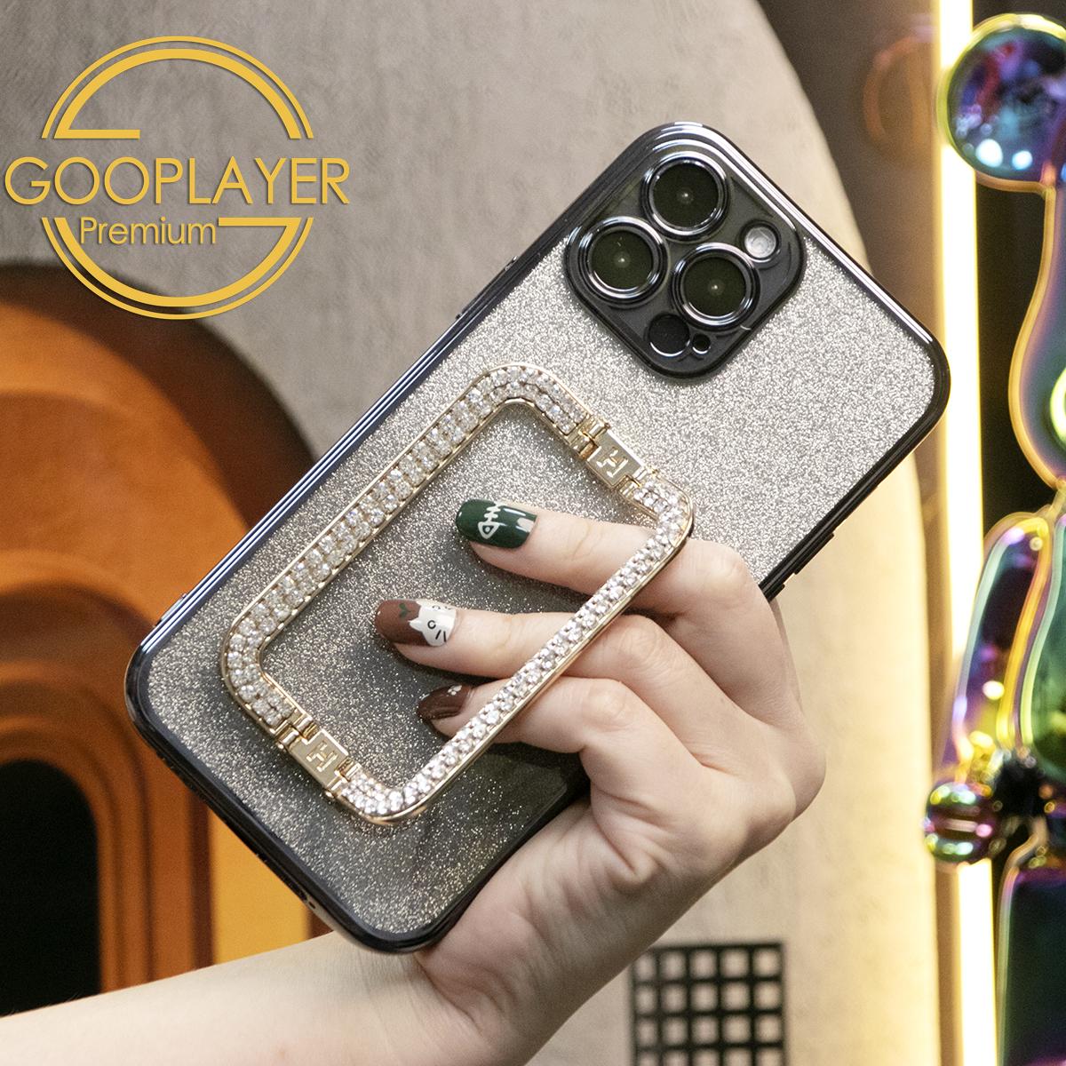For iPhone 16 15 14 13 Pro Max Phone Case, Clear Gradient Glitter Square Kickstand TPU Luxury Plating Slim Soft Full Cover