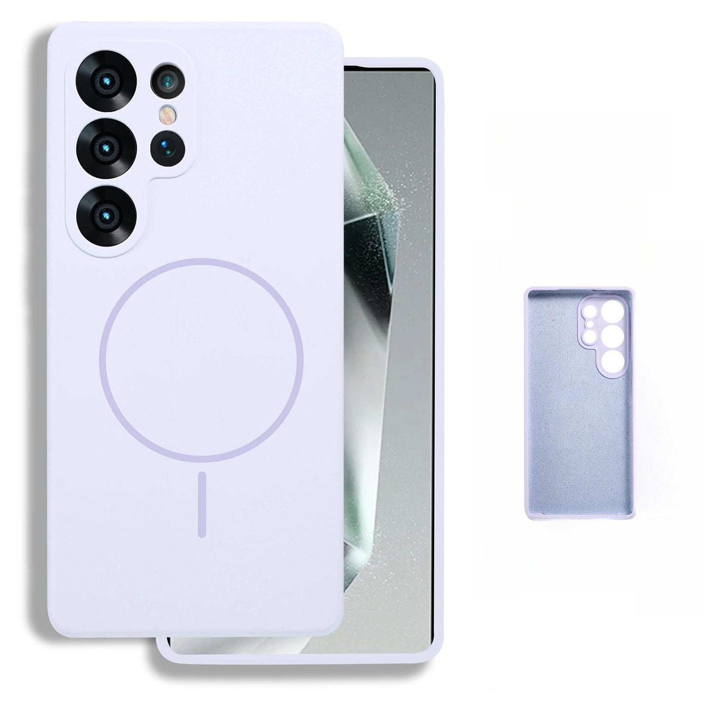 Liquid Silicone Fine Ring Strong Magnetic Precision Fingerprint-proof Phone Case For Samsung S25Ultra S25 S24 S23, Soft Skin Feel Shockproof Soft Full Cover With Microfiber Lining