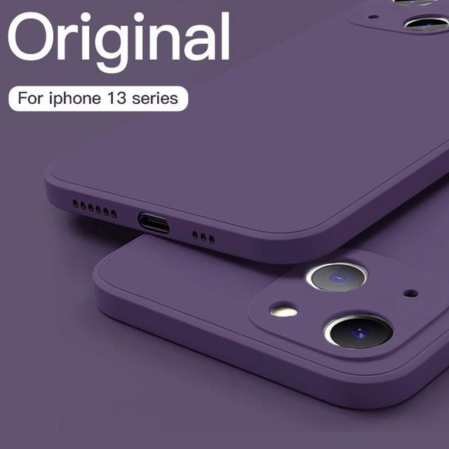 Slim Thin Luxury Square Liquid Soft Silicone Case For iPhone 16 15 14 Pro Max Protective Shockproof Back Cover with Microfiber Lining