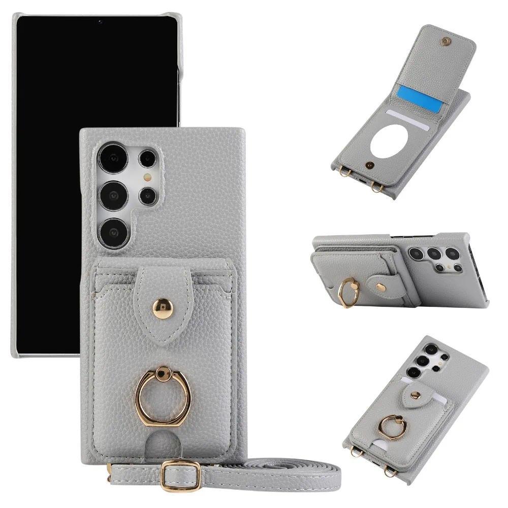 Crossbody Mirror Wallet with Card Holder Phone Case for Samsung Galaxy S22 Ultra Plus A13 A14 A15 A22 A24 A25 A33 A34 A35 A53 A54 A55 Back Cover