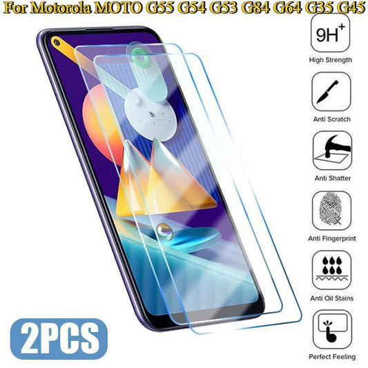 2Pcs High Definition Tempered Glass For Motorola MOTO G55 G54 G53 G84 G64 G35 G45 Screen Protector