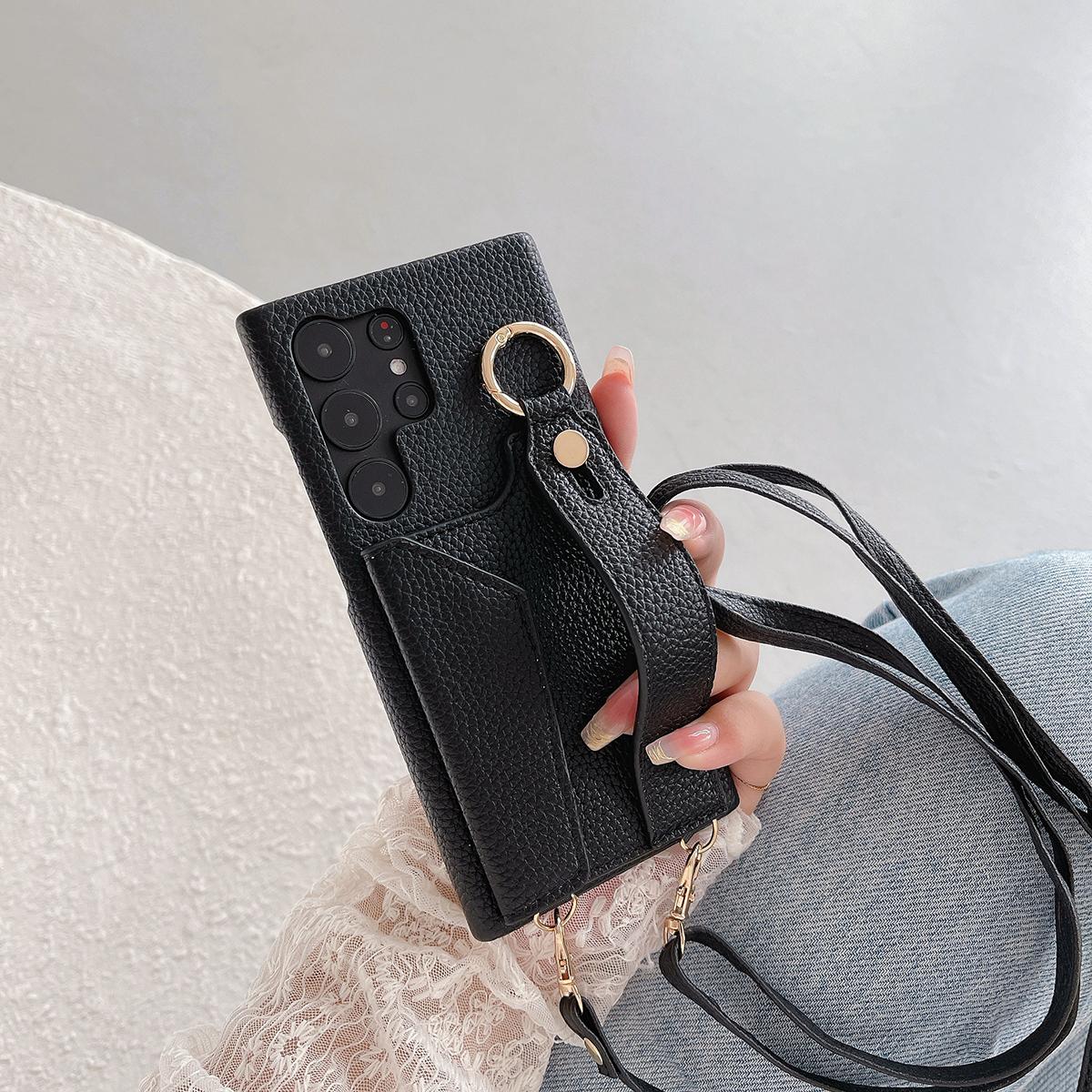 Wrist Strap Crossbody Leather Wallet Case For Samsung S25Ultra S25 S24Ultra S24 S23 S23FE S22 Plus A25 A54 A55 A35 A25 A15 Card Holder Lanyard Cover