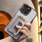 For iPhone 16 15 14 13 12 11 XR XSMax X/XS Phone Case, Rhinestone Square Kickstand, Glitter Gradient Clear Plating Luxury Elegant Case Pop Stand Shockproof Soft Cover