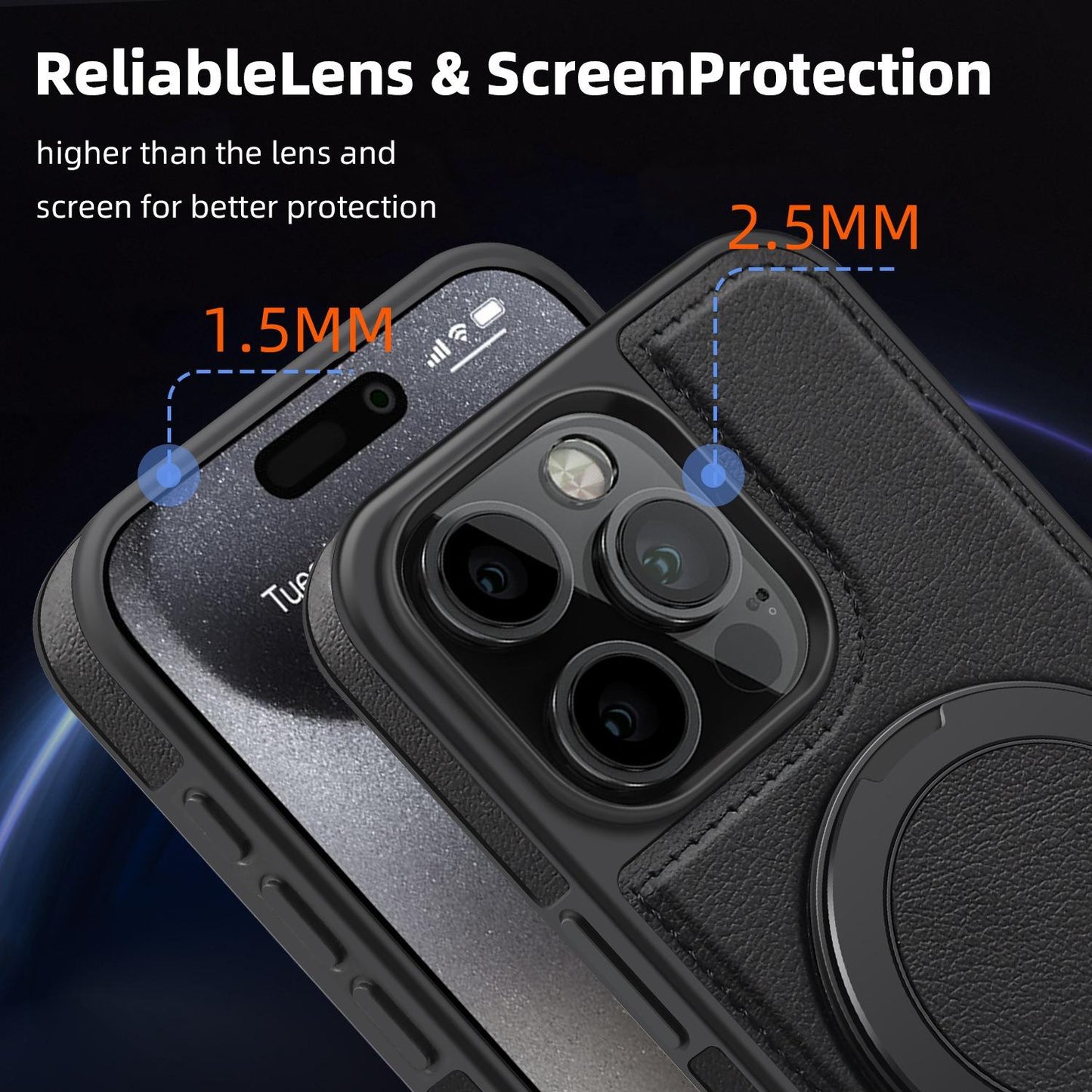 Luxury Full Leather Phone Case For iPhone 16ProMax 16 15 14 13 12 11 Magnetic Rotate Metal Holder Stand Back Cover