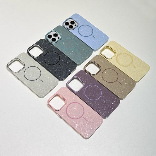 Glitter Thin Ring Magnetic PC Slim Phone Case For iPhone 16ProMax 15 14 13 12 11 Shockproof Hard Full Cover