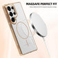 Luxury HD Crystal Clear Glossy Acrylic Phone Case Fine Line For Magsafe For Samsung S25Ultra S24 S23 S22 A36 A55 A56 Metal Camera Frame Key Magnetic Hard Back Cover