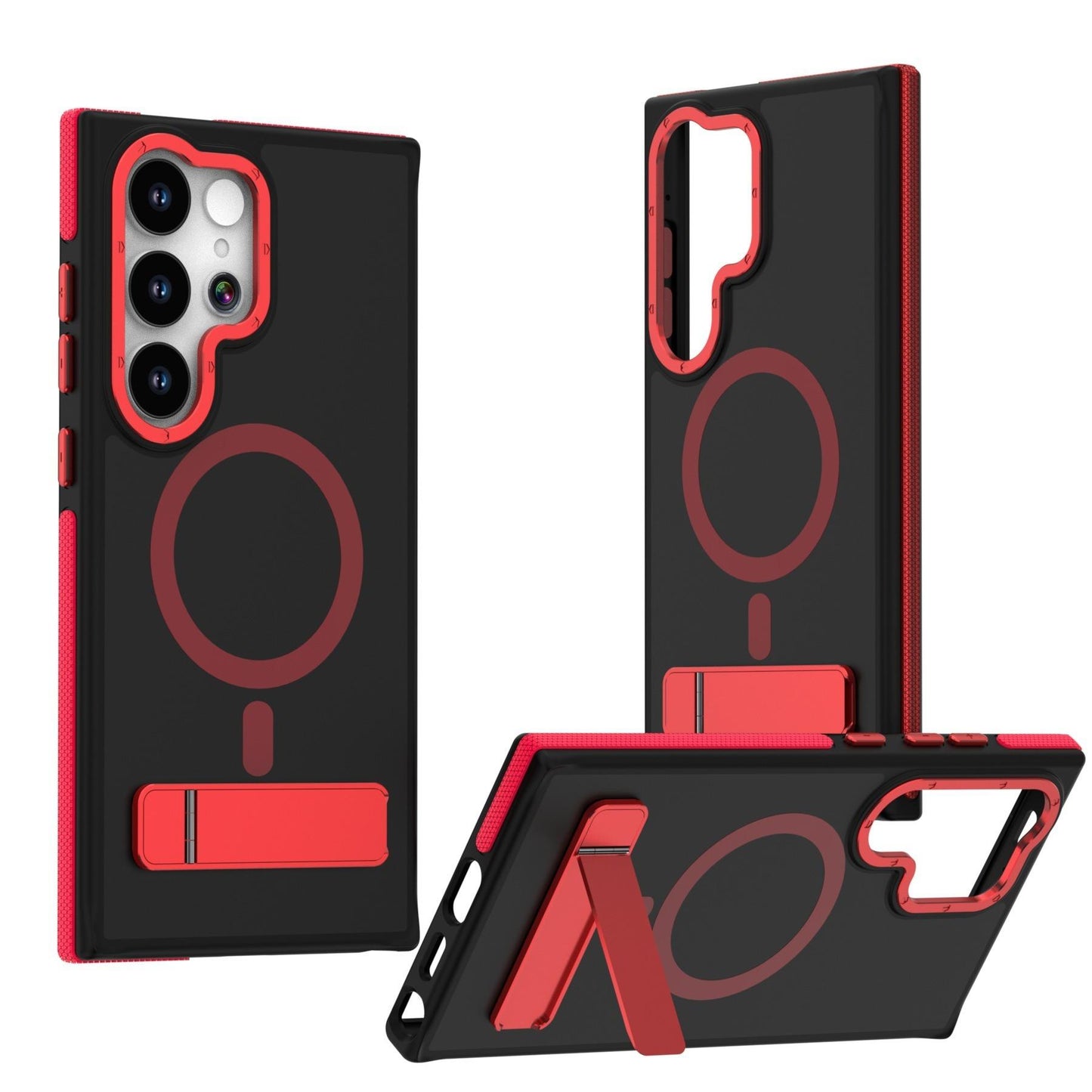 For Samsung S25Ultra S25+ S25 S24 S23 Phone Case With Line Bracket, Metal Camera Protection, Elegant Kickstand Matte Strong Magnetic Case Camera Shockproof Bumper Hard Cover