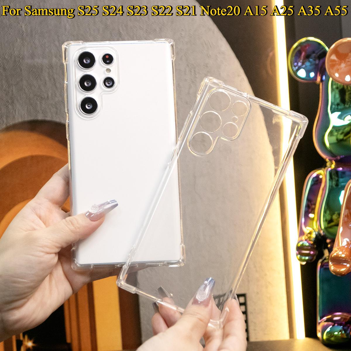 Anti-Falling Soft TPU Case For Samsung S25 S24 S23 S22 S21 S20 FE Plus Ultra Clear Transparent Protector Cover