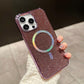 Luxury Rhinestone Glitter Plating Slim PC Strong Magnetic Phone Case For iPhone 16ProMax 15 14 13 Hard Support Wireless Charging Full Cover