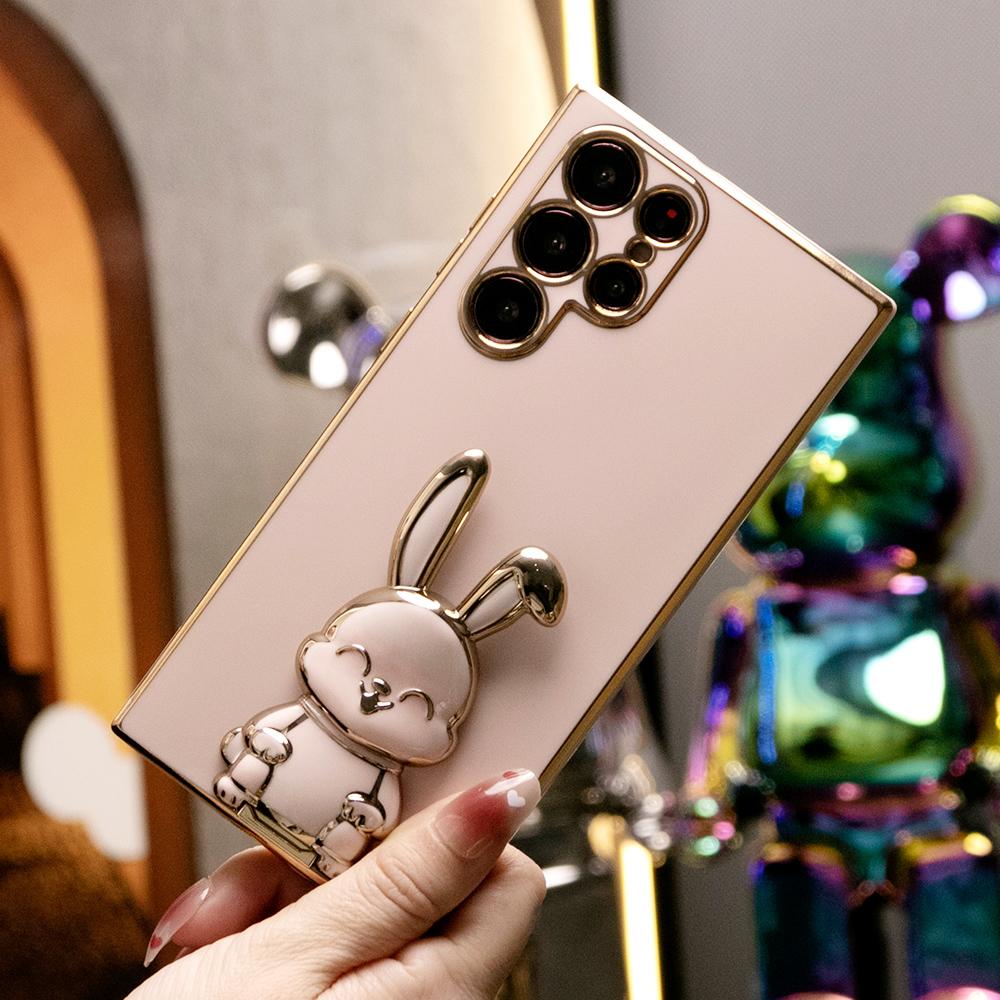 Rabbit Stand Plating Phone Case for Samsung S25Ultra S25Plus S25 S24Ultra S24Plus S24 S24FE