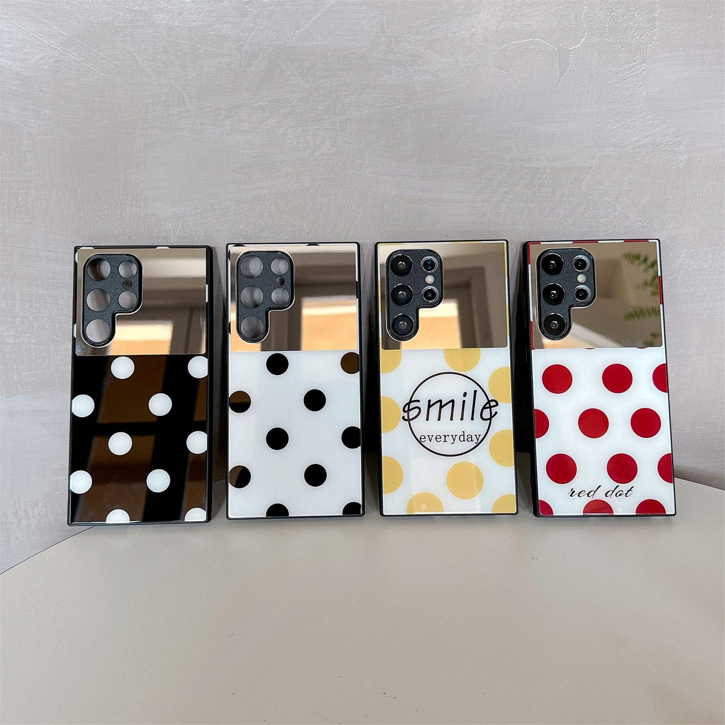 For Samsung S25Ultra S25 S24 S23 S22 S21 Phone Case, Luxury Glitter Mirror Wave Point Smile Plating Acrylic, Camera Protection Hard Full Cover