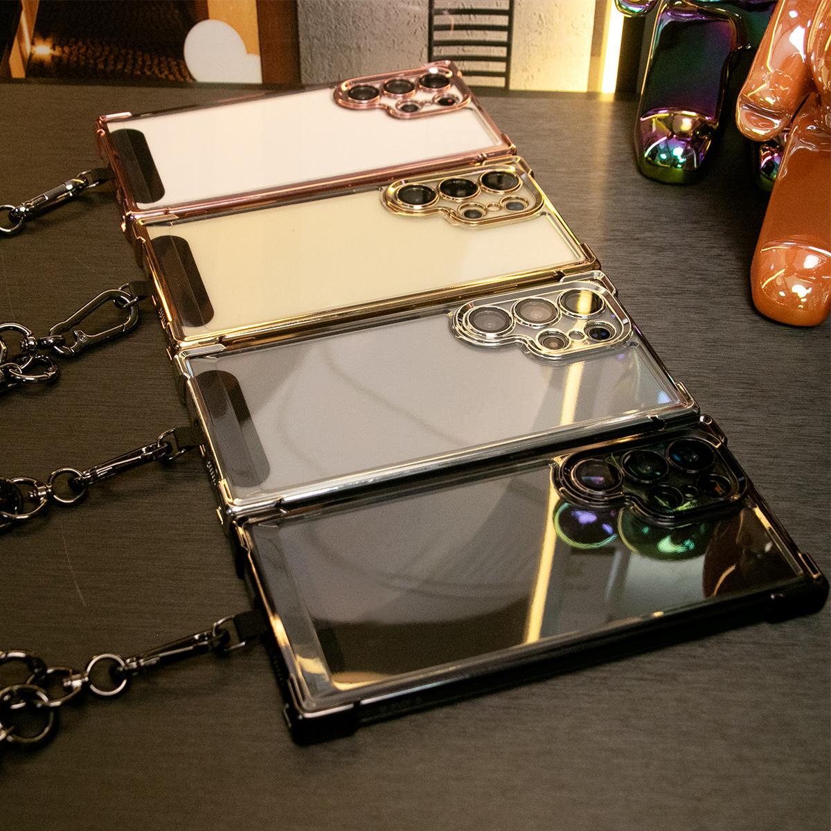Electroplated Four Corners Anti-fall Transparent Hard PC Phone Case With Multifunctional Wristband For Samsung S25Ultra S25 S24FE S24Ultra S24 S22 S21 Note20, Full Cover with Camera Protector