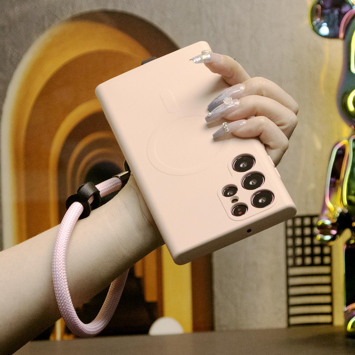 Strong Magnetic Case With Multifunctional Climbing Rope For Samsung S25Ultra S24FE S25 S24 A15 A35 A55 S22 S23, Soft Liquid Silicone Shockproof Phone Case With Microfiber Lining