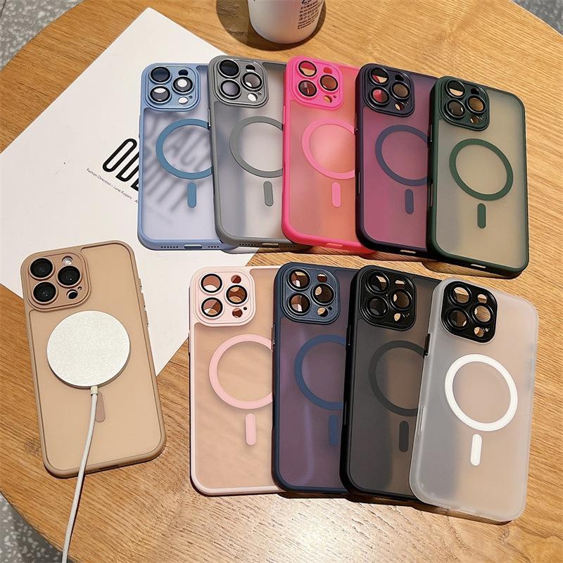 For iPhone 16ProMax 16 15 14 13 12 11 Plus Pro Max Phone Case, Matte Transparent Magnetic Acrylic Slim, Camera Len Protector Cover Protection Hard Full Cover