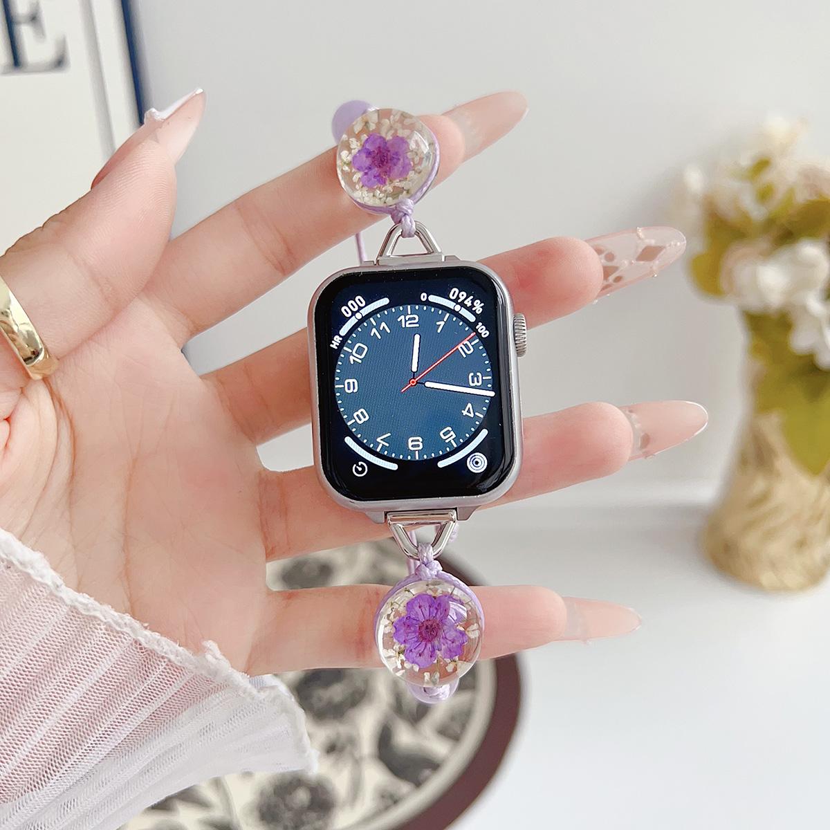Crystal Flower Chain Metal Strap for Apple Watch 44mm Band 45 42 38 41 Ultra 49mm Link Bracelet for IWatch Series 9 8 7 6 SE 5 4