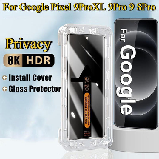 Install Tool Accessories with Privacy Tempered Glass For Google Pixel 9ProXL 9Pro 9 8Pro Anti-spy Screen Protector Film