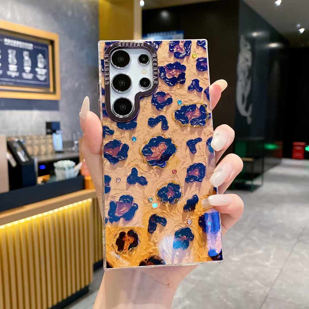 For Samsung S25 S24 S23 S22 A35 A36 A26 A54 A55 A56 Phone Case, Rich Girl Women Nabobess Leopard Print Rainbow Deer Balloon Puppy, Oil Painting Camera Frame Anti-drop Hard Shockproof Full Cover