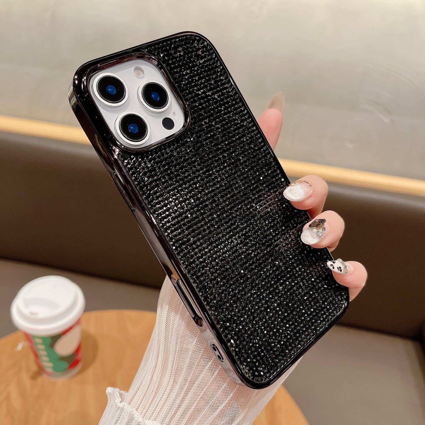 Luxury Rhinestone Glitter Plating Slim PC Phone Case For Samsung S25Ultra S24Ultra S23Ultra Hard Full Cover