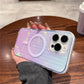 Transparent Gradient Corrugated Grille Suitcase Strong Magnetic Hard Polycarbonate Shockproof Phone Case with Bumper Strip for iPhone 16ProMax 16 15 14 13 Matte Frozen Fog Full Cover