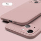 Slim Thin Luxury Square Liquid Soft Silicone Case For iPhone 16 15 14 Pro Max Protective Shockproof Back Cover with Microfiber Lining