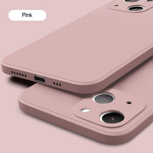 Slim Thin Luxury Square Liquid Soft Silicone Case For iPhone 16 15 14 Pro Max Protective Shockproof Back Cover with Microfiber Lining
