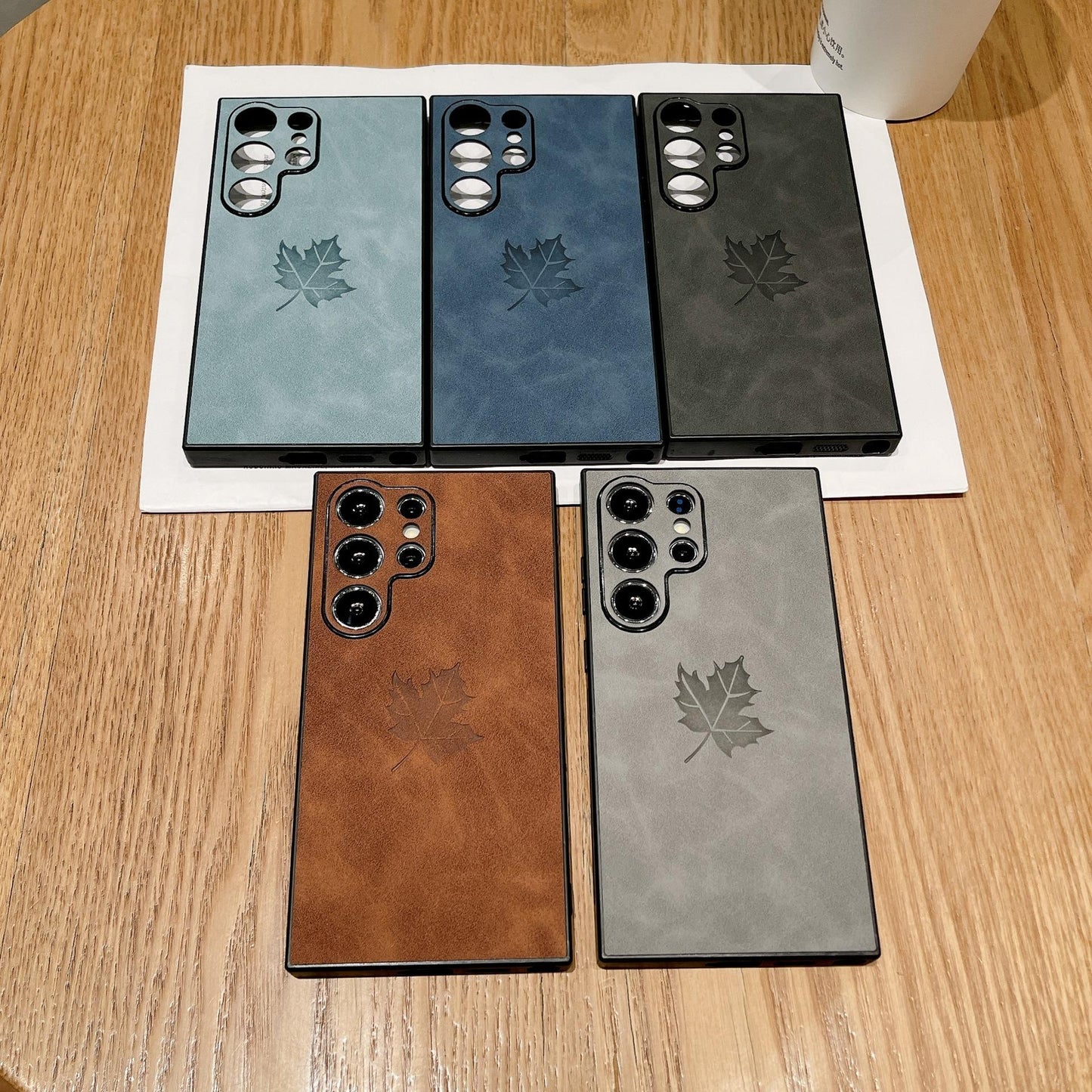 For Samsung S25Ultra S25Edge S24 S23 S22 S21 Note20 A16 A26 A36 A55 A56 Case, Maple Leaf Pattern Matte Suede Leather Shockproof Hard Phone Case