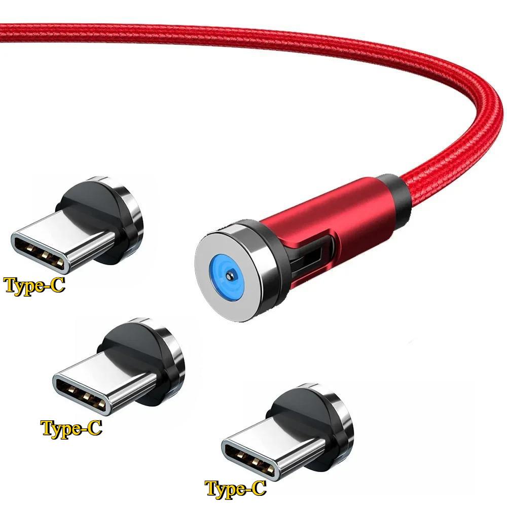 1m/2m/3m Magnetic Charging Cable 540° Rotating Magnetic Phone Charger Cable - 90° Angle Connector, Nylon-Braided Cords For iPhone For Samsung Smart Phone Accessories