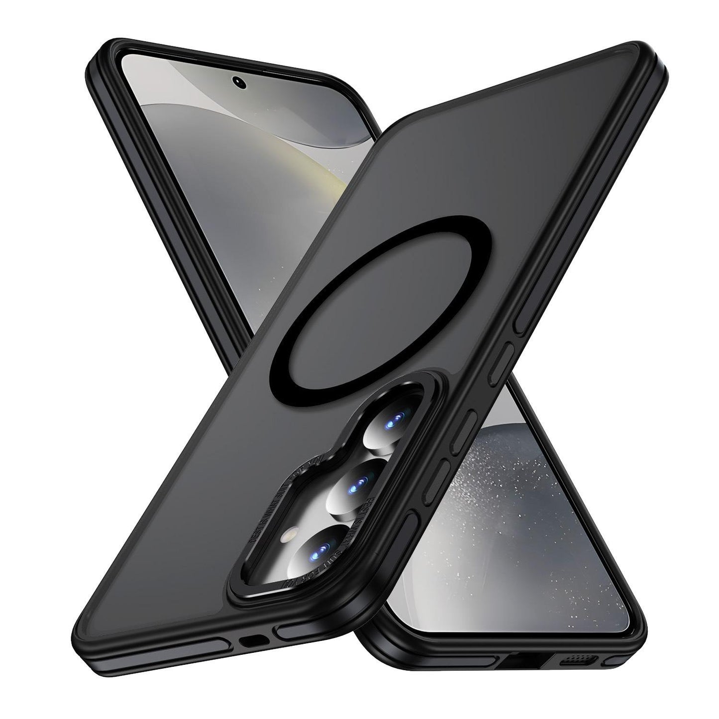 Two-tone Matte Transparent Anti-Dust Anti-Fall Bumper Shockproof Strong Magnetic Phone Case for Samsung S25Ultra S24 S23FE S23 A14 A15 A25 A35 A54 Bumper Hard Cover