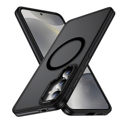 Two-tone Matte Transparent Anti-Dust Anti-Fall Bumper Shockproof Strong Magnetic Phone Case for Samsung S25Ultra S24 S23FE S23 A14 A15 A25 A35 A54 Bumper Hard Cover
