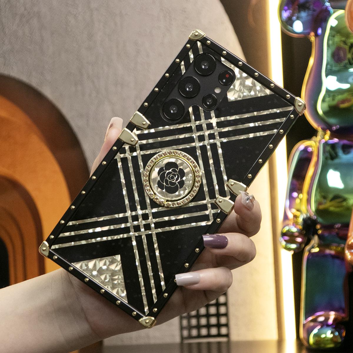 Luxury Glitter Phantom Stripe Flower Cover Plating Phone Case For Samsung S25 S24 S23 S22 S21 FE Plus Ultra Note20 A55 A54 A35 A34 A25 A24 A15 A14