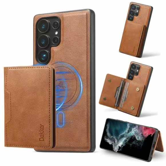 For iPhone 16ProMax 16 15 14 13 12 Leather Phone Case with Strong Magnetic Double Folding Wallet, Anti-Fall Card Bag Kickstand for Magsafe Shockproof Business Hard Full Cover