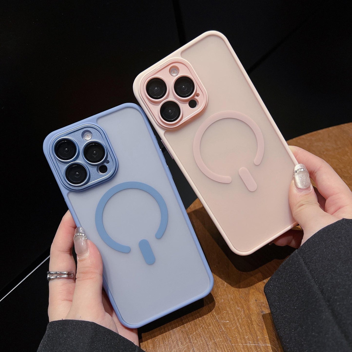 Matte Acrylic Transparent Magnetic Len Protection Shockproof Phone Case For iPhone 16ProMax 15 14 13 12 Not Yellowing Clear Hard Full Cover