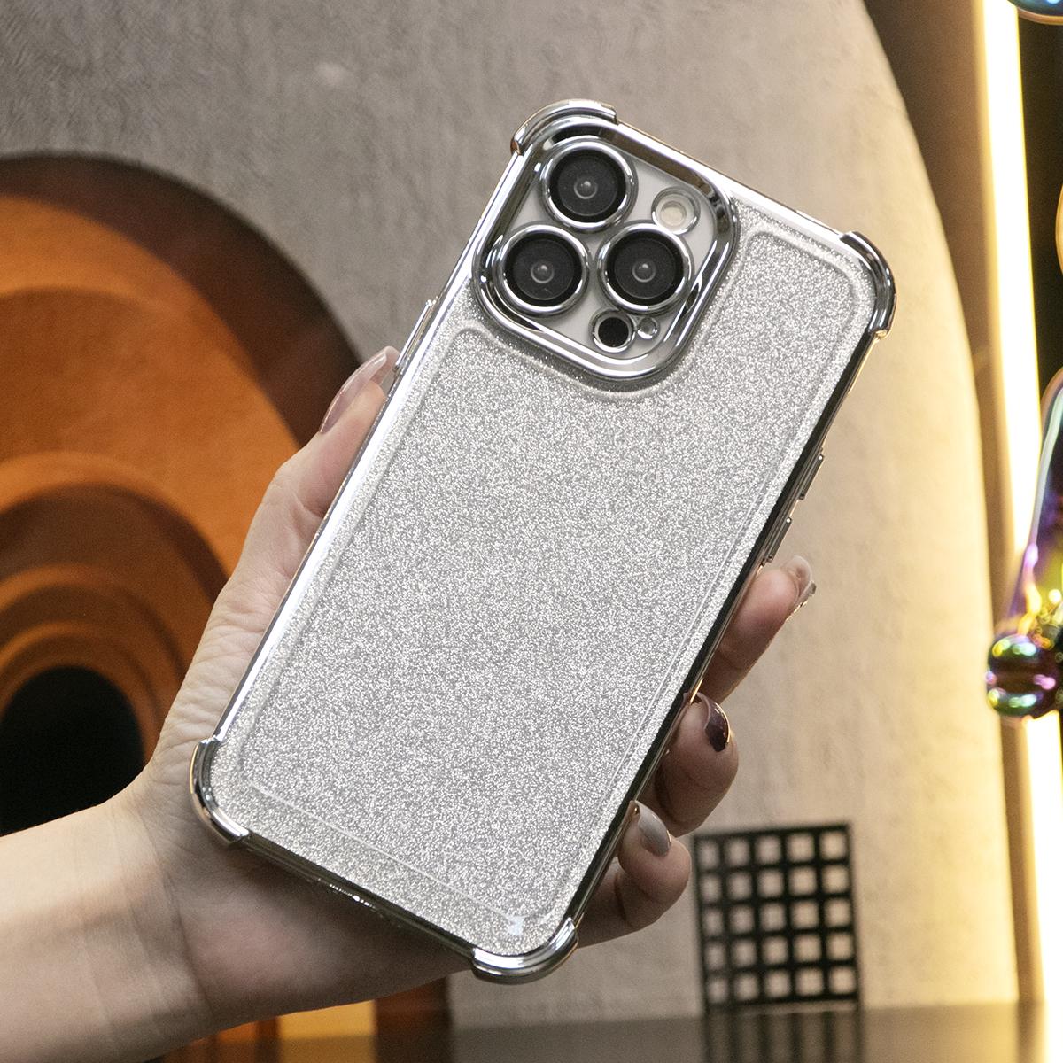 Glitter Clear Four Corners Anti Fall Transparent Plating Phone Case For iPhone 16 15 14 13 12 11 XR XSMax X/XS Built-in Camera Protector Hard Full Cover