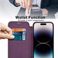Wireless Charge Case for iPhone 16 15 14 13 Pro Max Magnetic Shockproof Flip Leather Shell Card Slot Hard PC Back Cover