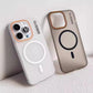 Matte Clear Magnetic Two-tone Slim PC Phone Case For iPhone 16ProMax 15 14 13 12 Transparent Skin Feel Bumper Shockproof Hard Full Cover