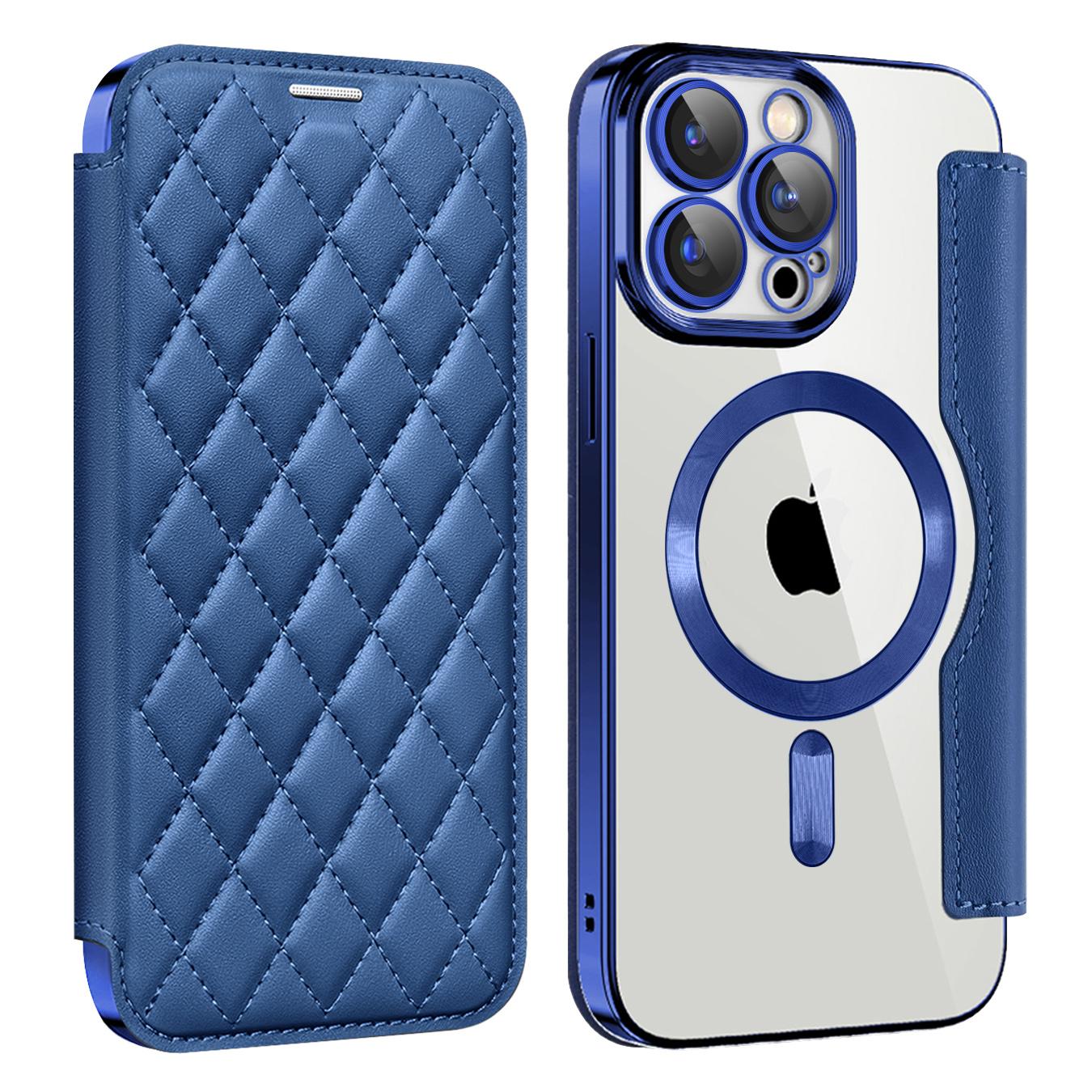 Magnetic Suction Flip Leather Case For iPhone 16 15 14 13 for Magsafe Case High Leather Equipped With Lens Film Case