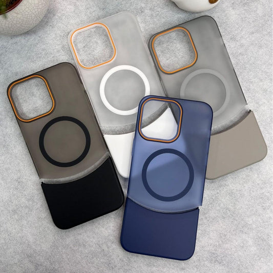 Matte Clear Fission Magnetic Two-tone Slim PC Phone Case For iPhone 16ProMax 15 14 13 12 Transparent Skin Feel Bumper Shockproof Hard Full Cover