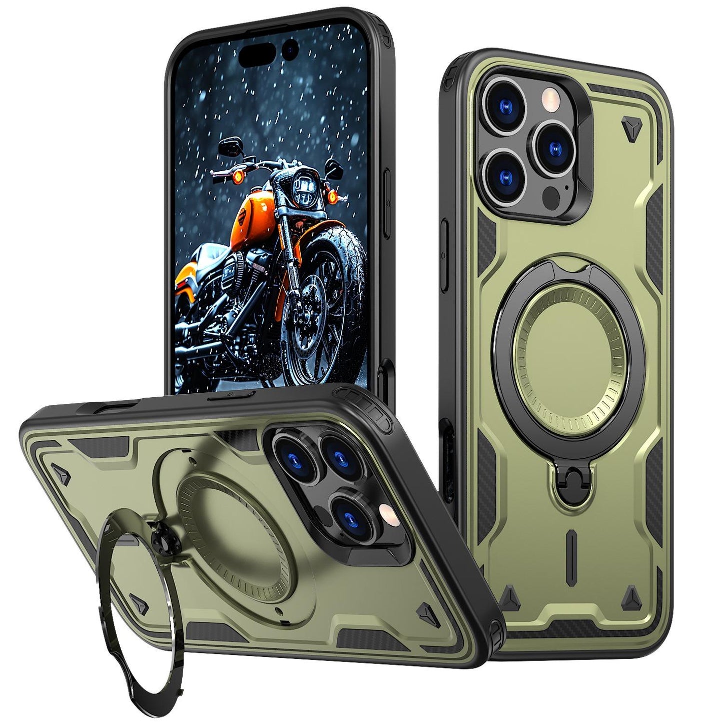 Anti-Dust Matte Anti-Fall Heavy Duty Protection Shockproof Strong Magnetic Phone Case With Rotating Metal Kickstand for iPhone 16ProMax 16 15 14 13 12 11 XR Bumper Hard Full Cover