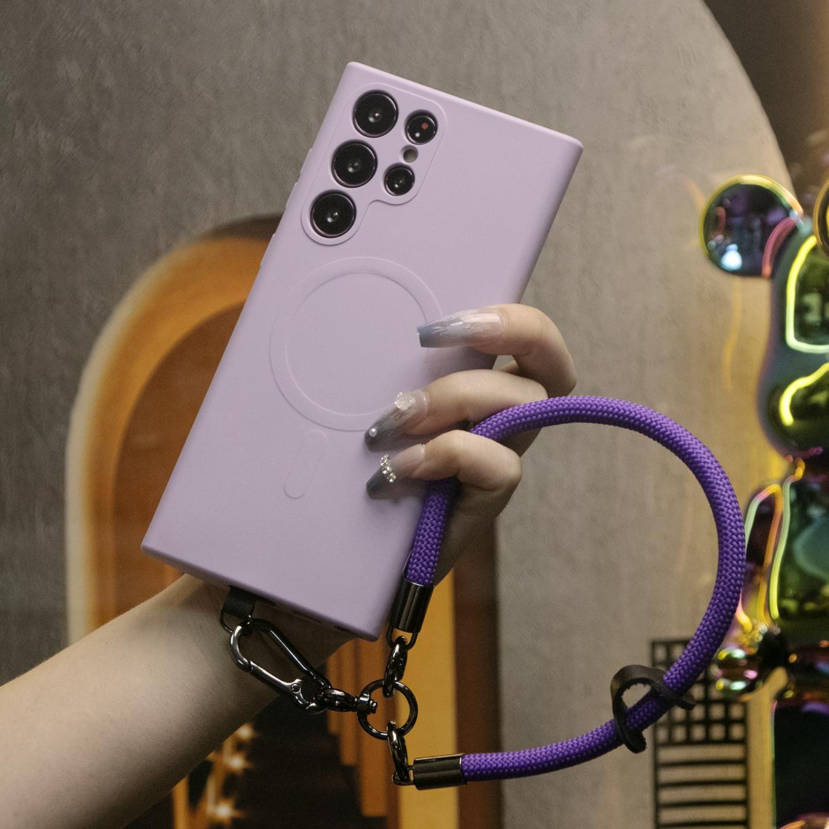 Strong Magnetic Case With Multifunctional Climbing Rope For Samsung S25Ultra S24FE S25 S24 A15 A35 A55 S22 S23, Soft Liquid Silicone Shockproof Phone Case With Microfiber Lining